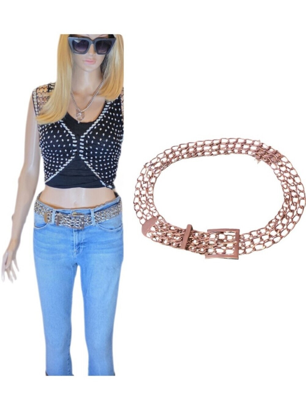Vintage Y2K Silver Chain Belt Add a touch of 2000s Grunge Glam EUC